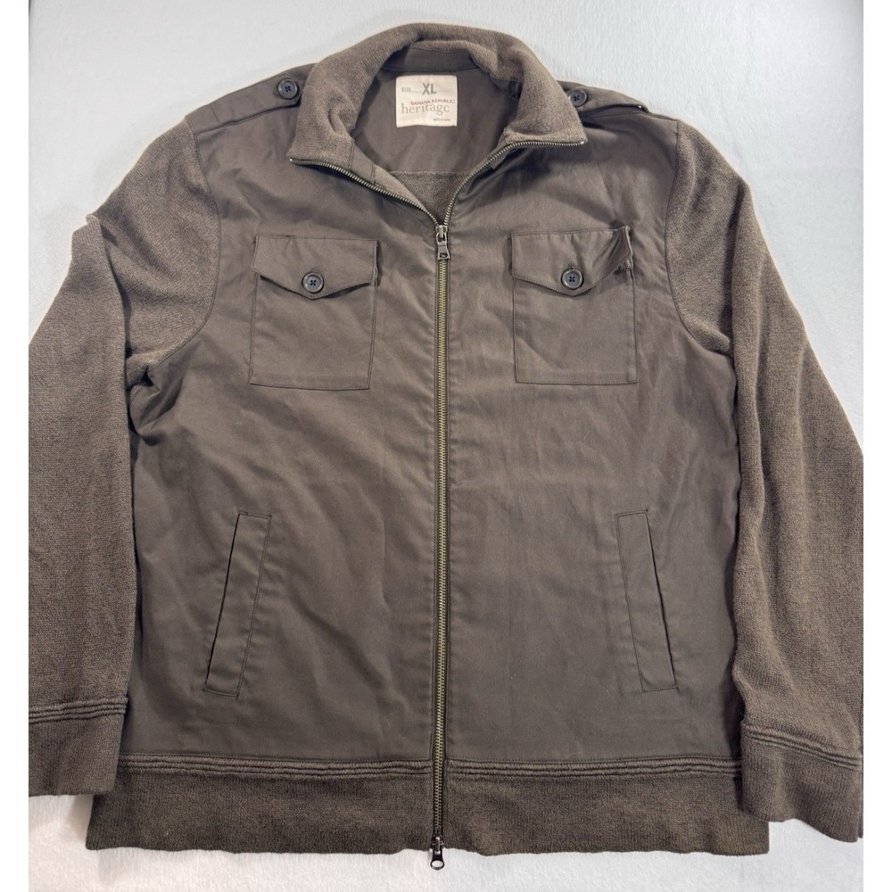 Banana Republic Heritage Mens XL Brown Full Zip Mixed Media Jacket SPR09 626332